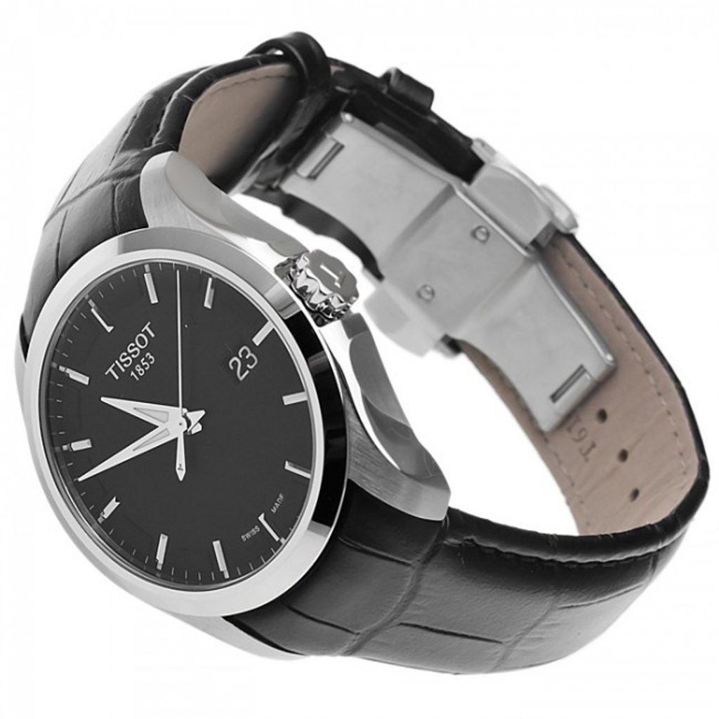 Tissot T Trend Couturier Black Dial Black Leather Strap Watch For Women - T035.210.16.051.00