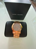 Marc Jacobs Black Dial Rose Gold Stainless Steel Strap Watch for Women - MBM8610