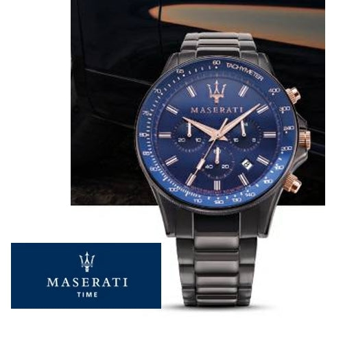 Maserati SFIDA Chronograph Blue Dial Stainless Steel Watch For Men