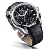 Tissot T Classic Couturier Chronograph Black Dial Black Leather Strap Watch For Men - T035.617.16.051.00