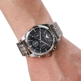 Emporio Armani Franco Black Dial Silver Steel Strap Watch For Men - AR0373