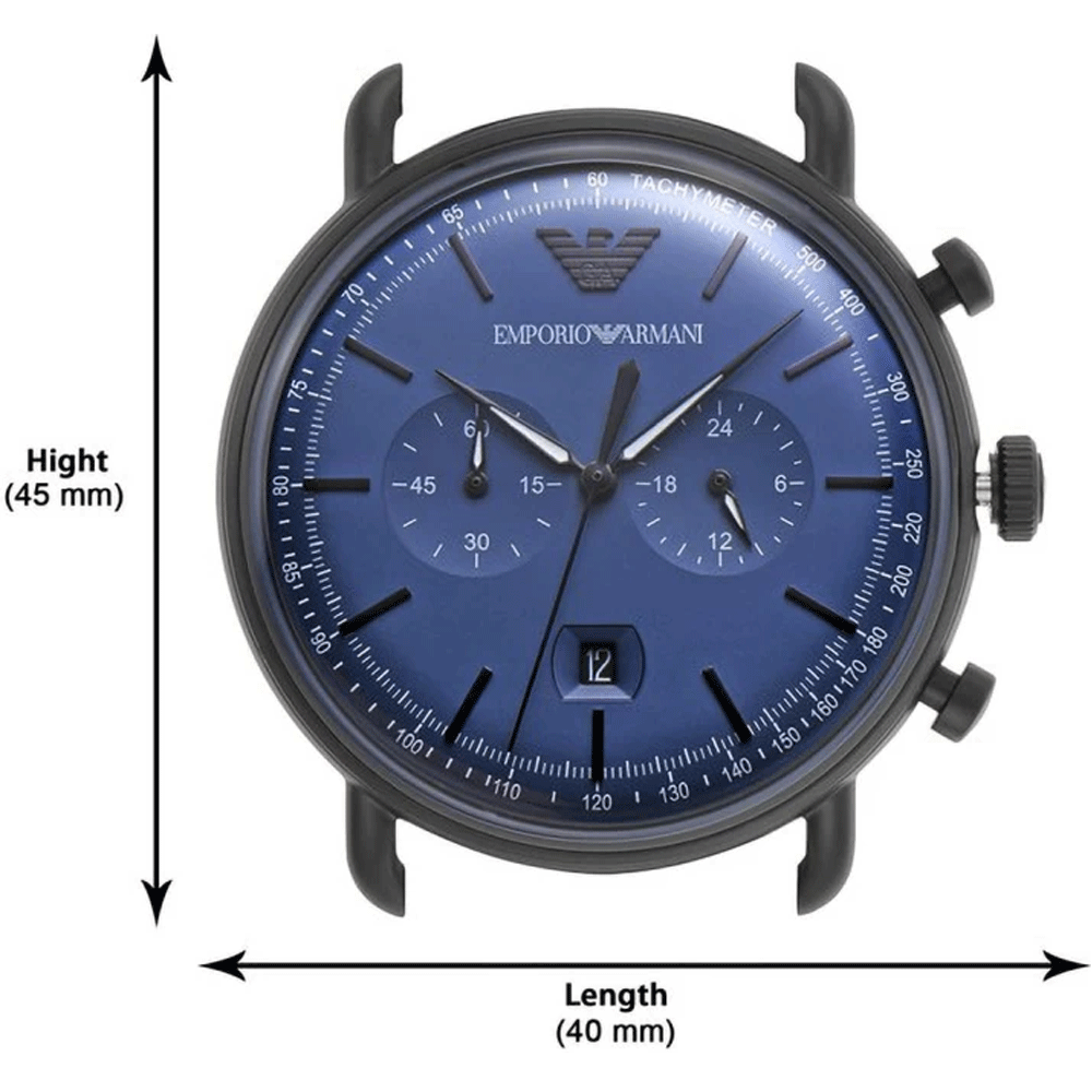 For Armani Bracelet Black Blue Emporio Chronograph Aviator Men Watch Mesh Dial