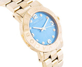 Marc Jacobs Amy Blue Dial Gold Stainless Steel Strap Watch for Women - MBM3303