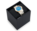 Marc Jacobs Amy Blue Dial Gold Stainless Steel Strap Watch for Women - MBM3303