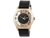 Marc Jacobs Henry Skeleton Black Dial Black Leather Strap Watch for Women - MBM1246