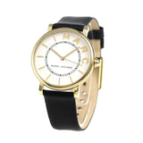 Marc Jacobs Roxy White Dial Black Leather Strap Watch for Women - MJ1532