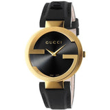 Gucci Interlocking Special Edition Grammy Black Dial Black Leather Strap Watch For Men - YA133208