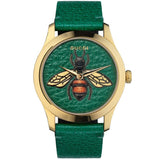 Gucci G Timeless Bee Green Dial Green Leather Strap Watch For Women - YA1264065