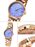 Marc Jacobs Mini Baker Blue Dial Rose Gold Stainless Steel Strap Watch for Women - MBM3285