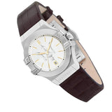 Maserati Potenza Silver Dial Brown Leather Strap Watch For Women - R8851108506