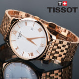 Tissot T Classic Tradition White Dial Rose Gold Steel Strap Watch For Women - T063.610.33.038.00