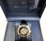 Maserati Traguardo Automatic Black Dial Black Leather Strap Watch For Men - R8871612001