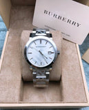 Burberry The City White Dial Silver Steel Strap Watch for Women - BU9144