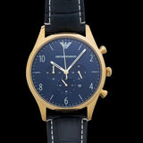 Emporio Armani Chronograph Midnight Blue Dial Blue Leather Strap Watch For Men - AR1862