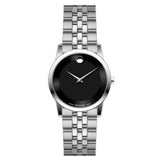 Movado Museum Classic Black Dial Silver Steel Strap Watch For Women - 0606505