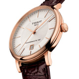 Tissot Carson Premium Powermatic 80 White Dial Brown Leather Strap Watch For Men - T122.407.36.031.00