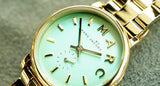 Marc Jacobs Baker Mint Green Dial Gold Stainless Steel Strap Watch for Women - MBM3284