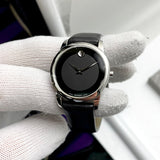 Movado Museum Classic Black Dial Black Leather Strap Watch For Women - 0606503