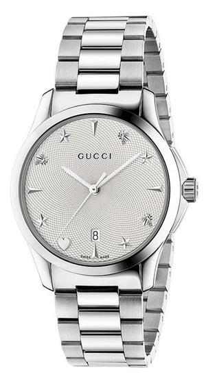 Gucci G Timeless Silver Dial Silver Steel Strap Watch For Women - YA1264028