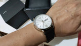 Marc Jacobs Fergus White Dial Black Leather Strap Watch for Men - MBM5076