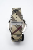 Burberry The City Smoke Dial Checked Leather Strap Watch for Men - BU9358