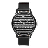 Marc Jacobs Lidia Stripe Glitz Black Dial Black Leather Strap Watch for Women - MBM1166