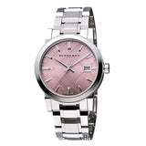 Burberry The City Pink Dial Silver Steel Strap Watch for Women - BU9124