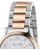 Gucci G Timeless Diamonds Mother of Pearl Dial Two Tone Steel Strap Watch For Women - YA126544