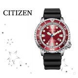 Citizen Eco Drive Promaster Marine Red Dial Black Rubber Strap Watch For Men - BN0159-15X