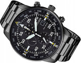 Citizen Sports Eco Drive Black Dial Black Steel Strap Watch For Men - CA0695-84E