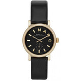 Marc Jacobs Baker Black Dial Black Leather Strap Watch for Women - MBM1273