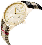 Burberry The Classic Round Gold Dial Leather Strap Unisex Watch  - BU10001