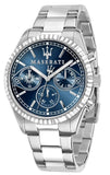 Maserati Competizione Chronograph Blue Dial Silver Steel Strap Watch For Men - R8853100013