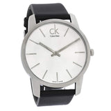 Calvin Klein City White Dial Black Leather Strap Watch For Men - K2G211C6