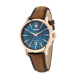 Maserati Epoca Blue Dial Brown Leather Strap Watch For Men - R8851118001