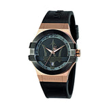 Maserati Potenza Black & Rose Gold Dial Black Rubber Strap Watch For Men - R8851108002