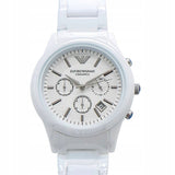 Emporio Armani Ceramica Chronograph White Dial White Strap Watch For Men - AR1453