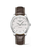 Longines Master Collection Automatic 38.5mm Silver Diamond Dial Brown Leather Strap Watch for Men - L2.755.4.77.3