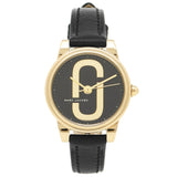 Marc Jacobs Corie Black Dial Black Leather Strap Watch for Women - MJ1580