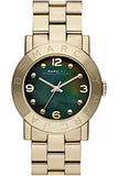 Marc Jacobs Amy Green Dial Gold Stainless Steel Strap Watch for Women - MBM8619