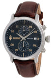 Maserati Epoca Chronograph Blue Dial Brown Leather Strap Watch For Men - R8871618001