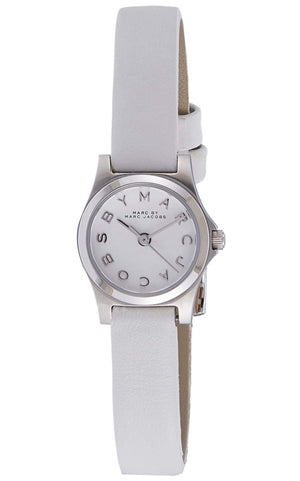 Marc Jacobs Henry Dinky White Dial White Leather Strap Watch for Women - MBM1234