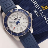 Breitling Superocean II Automatic 42mm White Dial Blue Rubber Strap Watch for Men - A17366D81A1S2