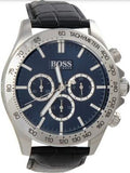 Hugo Boss Ikon Blue Dial Black Leather Strap Watch for Men - 1513176