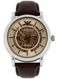 Emporio Armani Luigi Meccanico Brown Dial Brown Leather Strap Watch For Men - AR1982