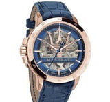 Maserati Automatic Blue Dial Blue Leather Strap Watch For Men - R8821119005