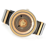 Versace V Metal Icon Gold Dial Black & Gold Strap Watch for Women - VLC030014