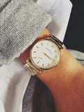 Marc Jacobs Baker White Dial Gold Stainless Steel Strap Watch for Women - MBM3243