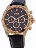 Hugo Boss Ikon Black Dial Black Leather Strap Watch for Men - 1513179