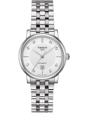 Tissot T Classic Carson Premium White Diamonds Dial Silver Steel Strap Watch for Women - T1222071103600